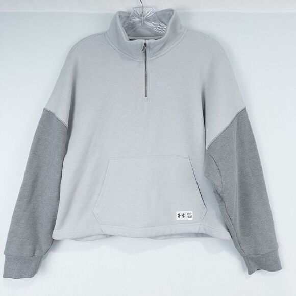 Under Armour Playback Oversized 1/4 Zip Fleece Top Womens Medium Gray  1372381 - Picture 1 of 12